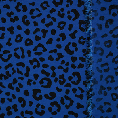 Blue Leopard Crepe per/metre