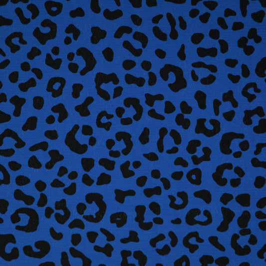 Blue Leopard Crepe per/metre