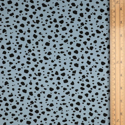 Blue Leopard Spot Viscose Jersey per/metre