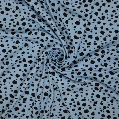 Blue Leopard Spot Viscose Jersey per/metre