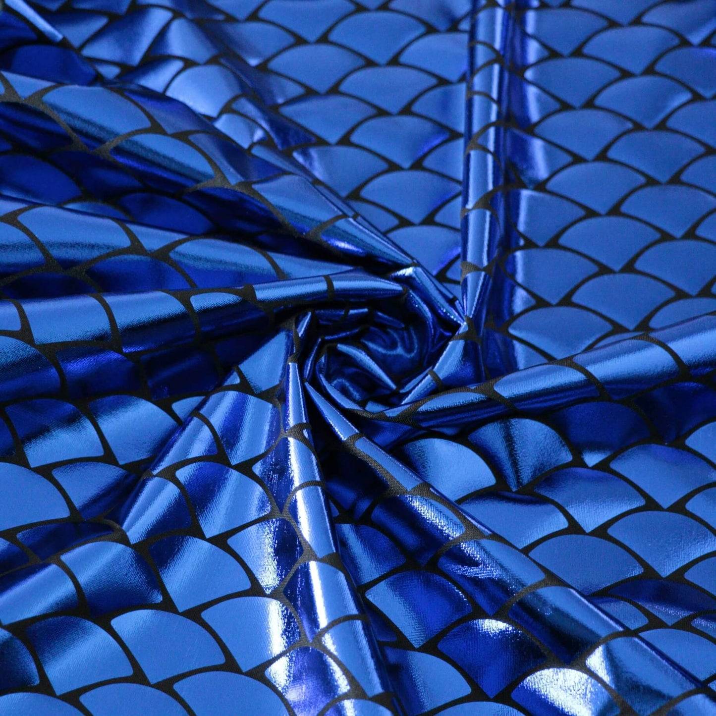 Blue Mermaid Foil Spandex Jersey per/metre