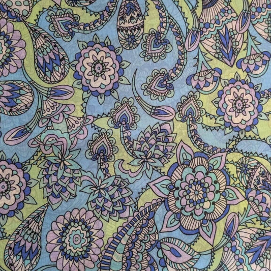 Blue Paisley Chiffon 2m
