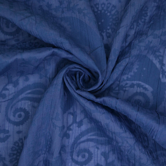 Blue Paisley Crinkle Devore 1m