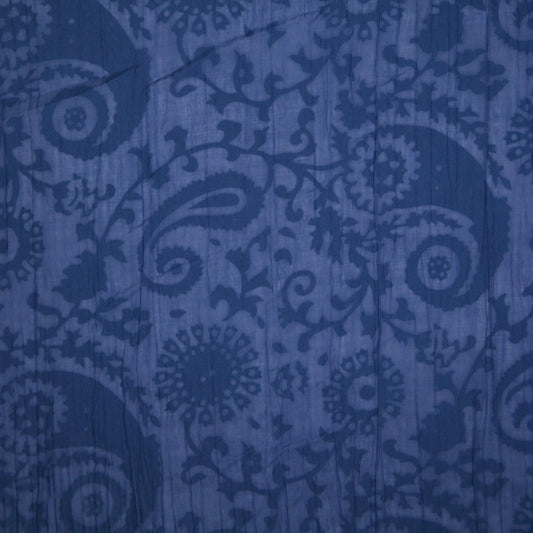 Blue Paisley Crinkle Devore 1m