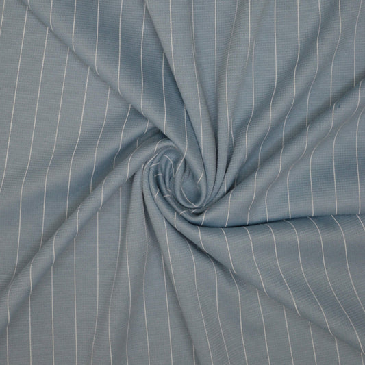 Blue Pin Stripe Ponte Roma per/metre