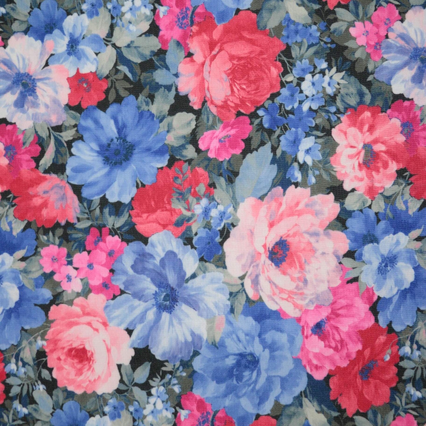 Blue & Red Floral Ponte 1m