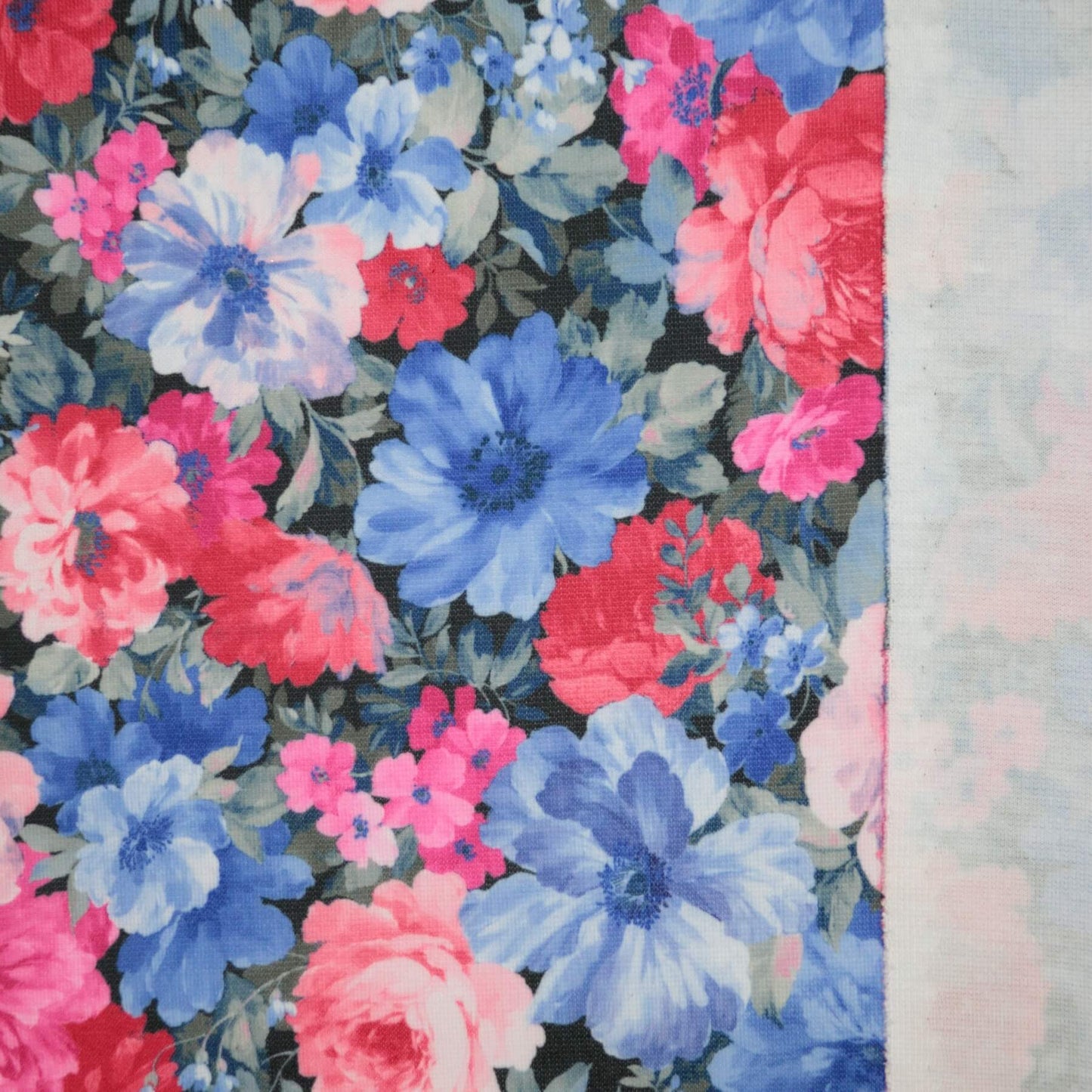 Blue & Red Floral Ponte 1m