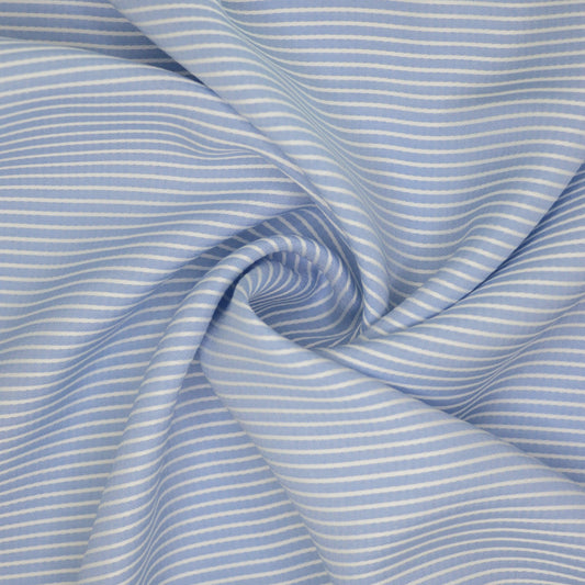Blue & White Stripe Cotton per/metre