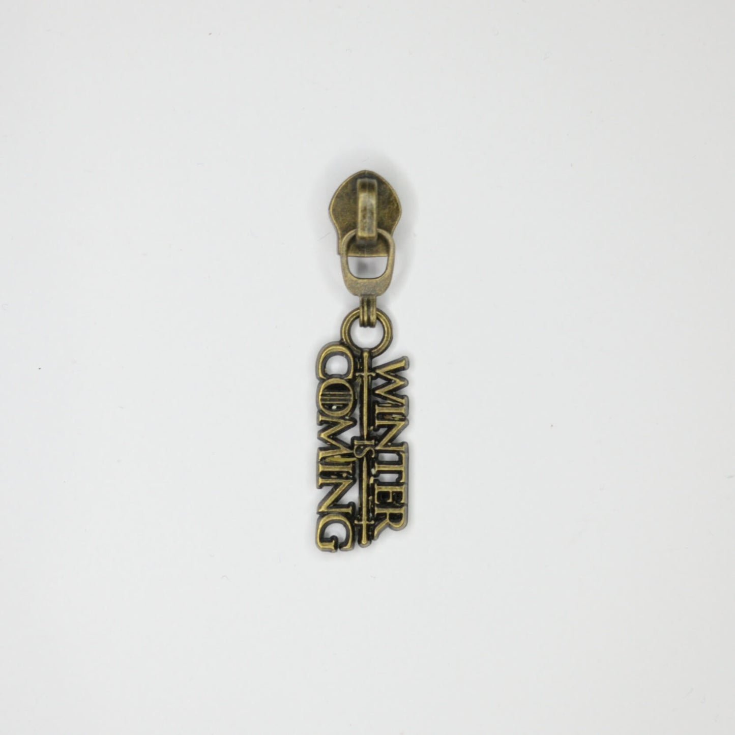 Bronze Winter is Coming #5 Zipper Pull