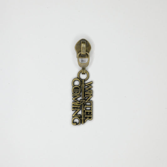 Bronze Winter is Coming #5 Zipper Pull