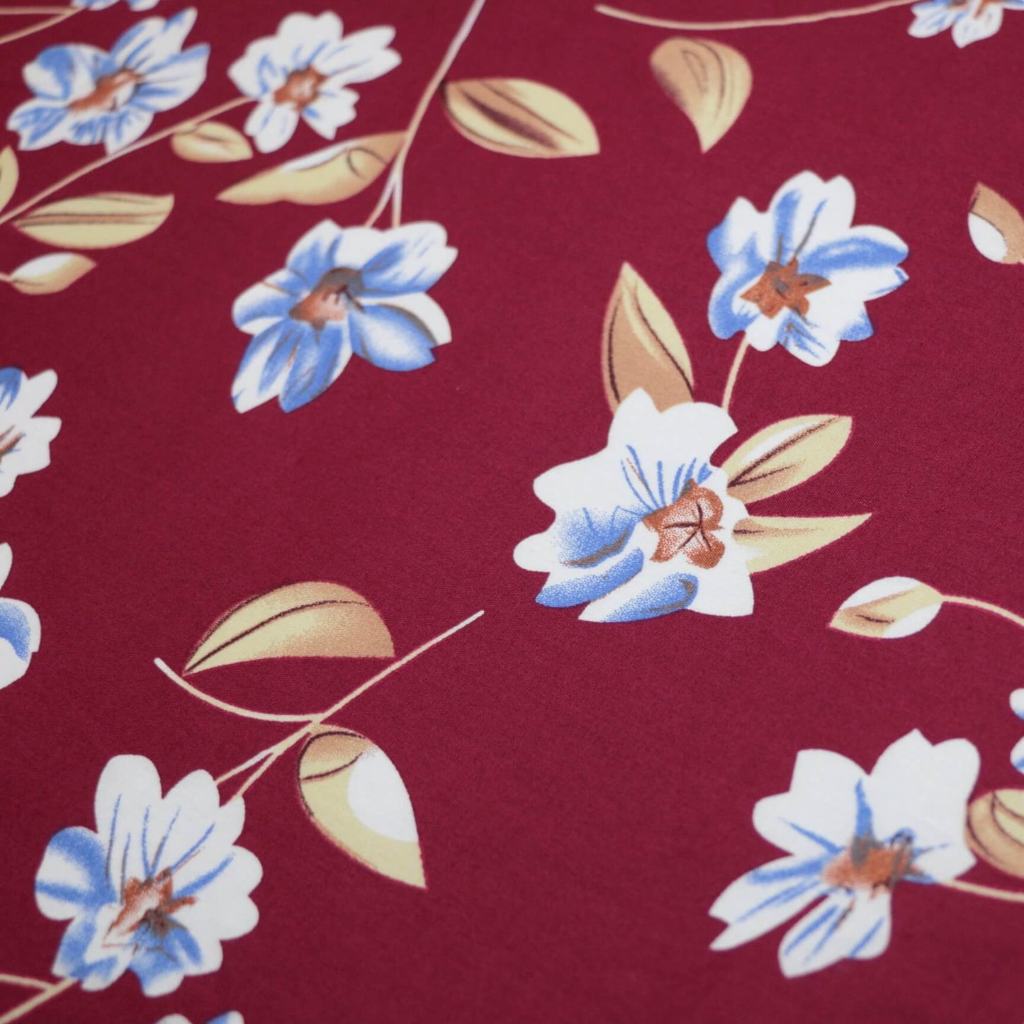 Burgundy Blossom 100% Cotton per/metre