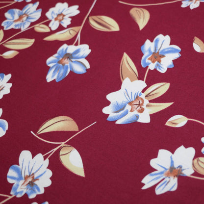 Burgundy Blossom 100% Cotton per/metre