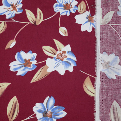 Burgundy Blossom 100% Cotton per/metre