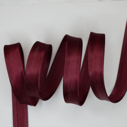 Burgundy Satin Folded Bias-Binding per/metre