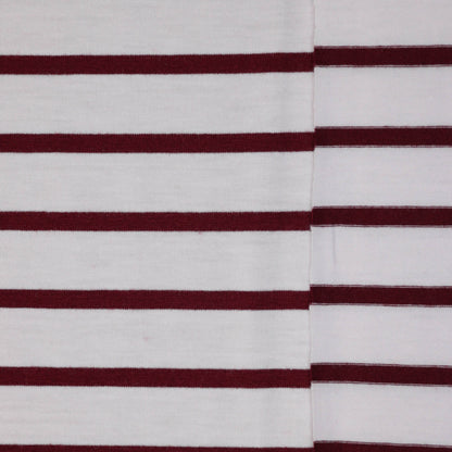 Burgundy & White Stripe Cotton Jersey per/metre