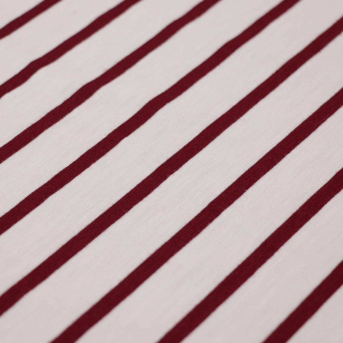 Burgundy & White Stripe Cotton Jersey per/metre