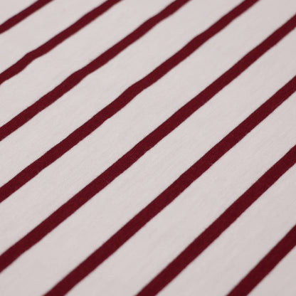 Burgundy & White Stripe Cotton Jersey per/metre