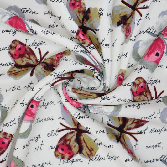 Butterfly White 100% Viscose per/metre