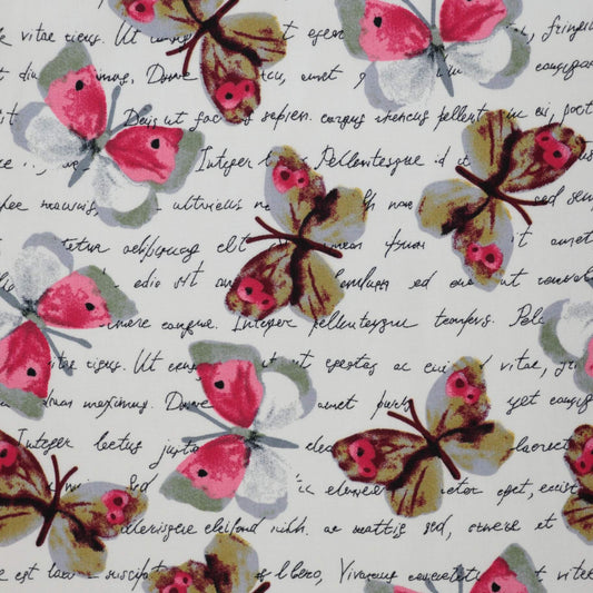 Butterfly White 100% Viscose per/metre