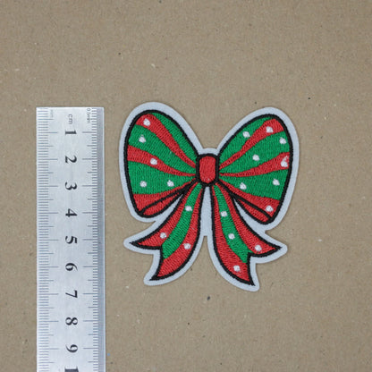 Christmas Bow Embroidered Iron-On Patch