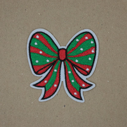 Christmas Bow Embroidered Iron-On Patch