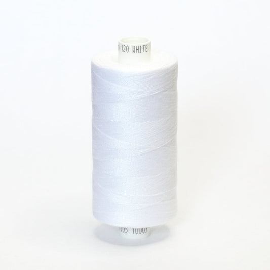 Spool of white thread on a white background
