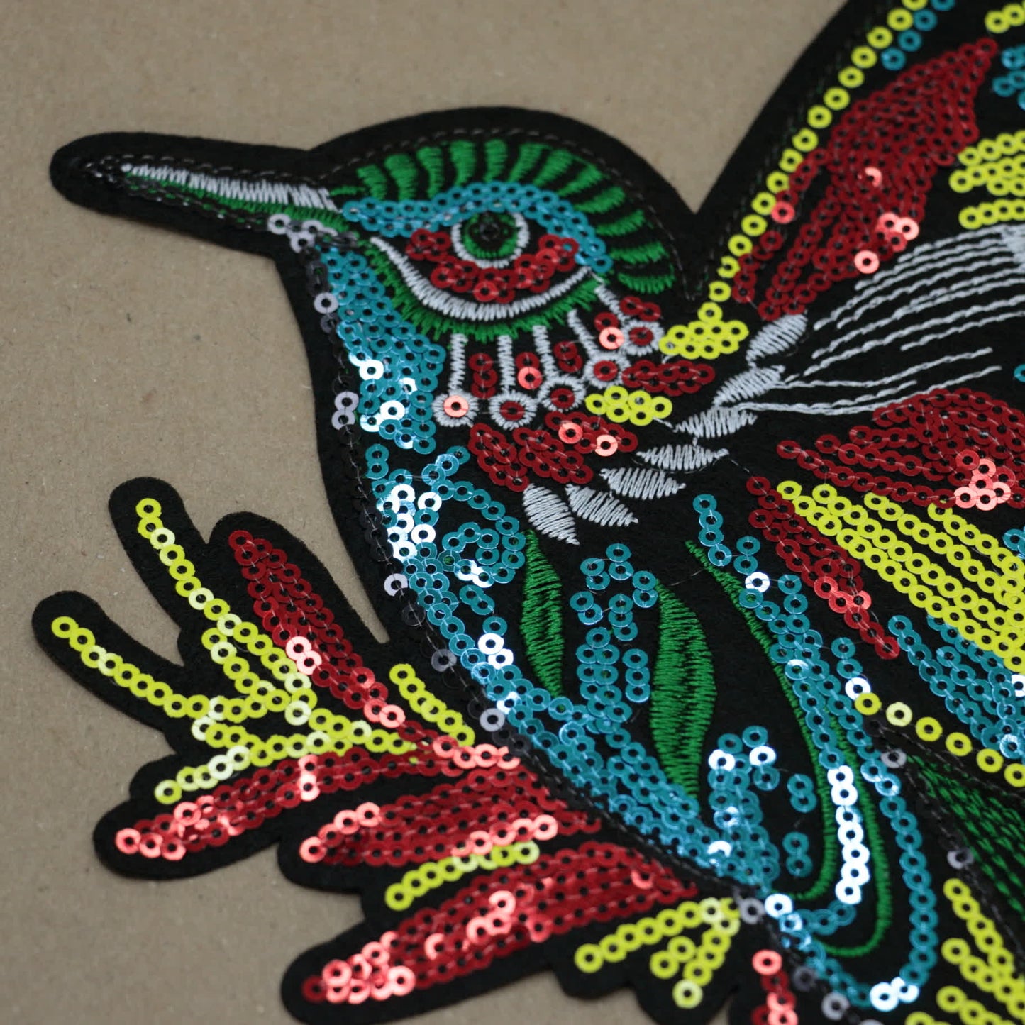 Colourful Bird Multicolor Sequin Embroidered Iron-On Applique