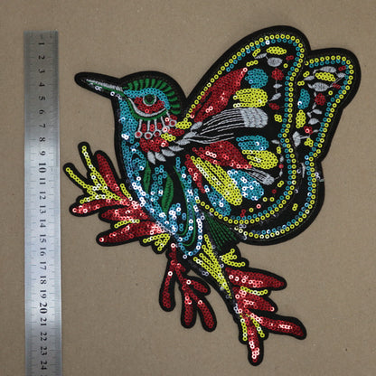 Colourful Bird Multicolor Sequin Embroidered Iron-On Applique