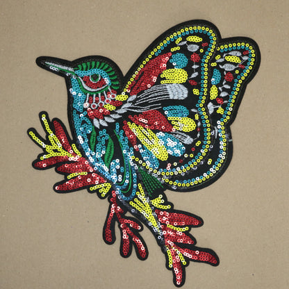 Colourful Bird Multicolor Sequin Embroidered Iron-On Applique