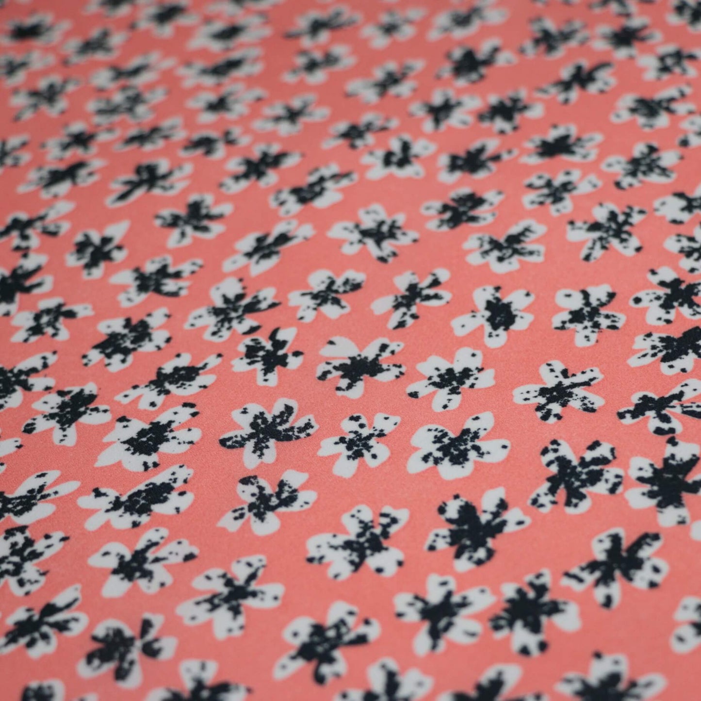 Coral Floral Crepe per/metre