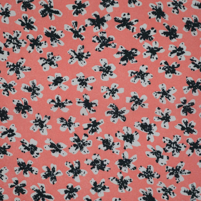 Coral Floral Crepe per/metre