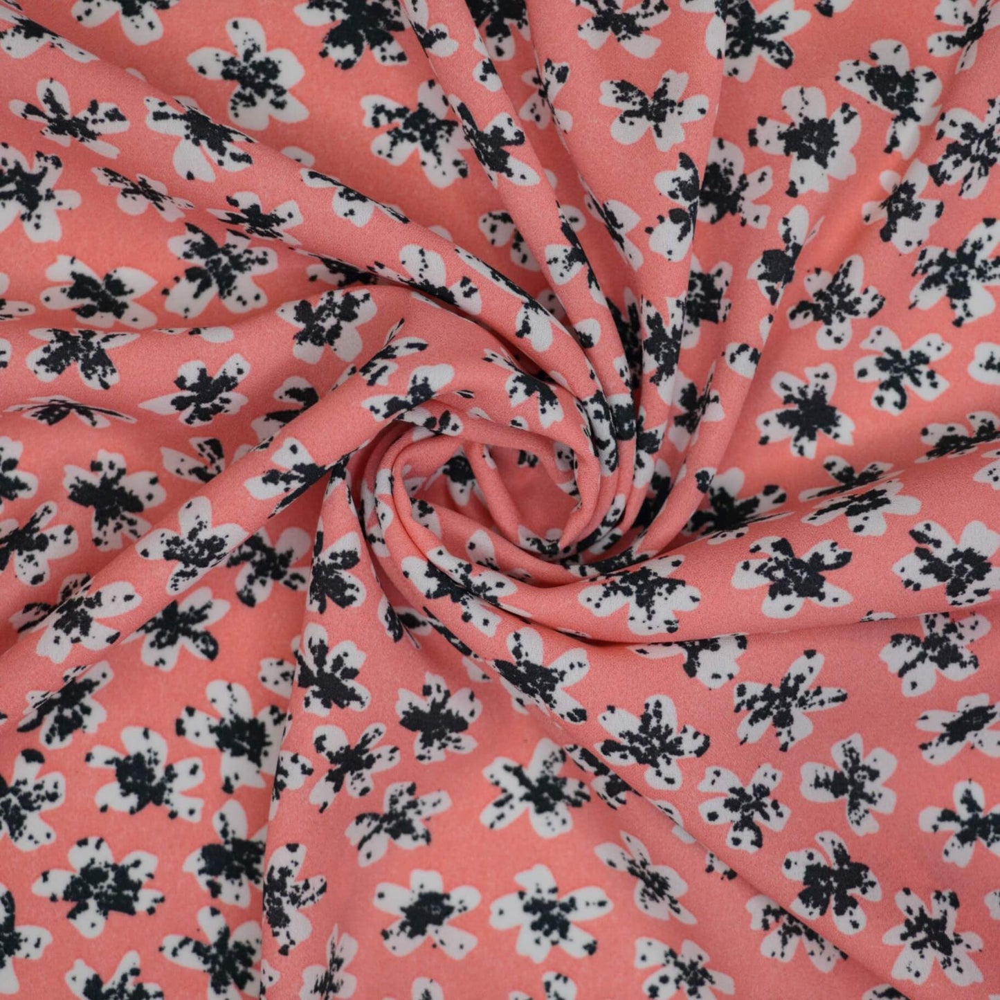 Coral Floral Crepe per/metre