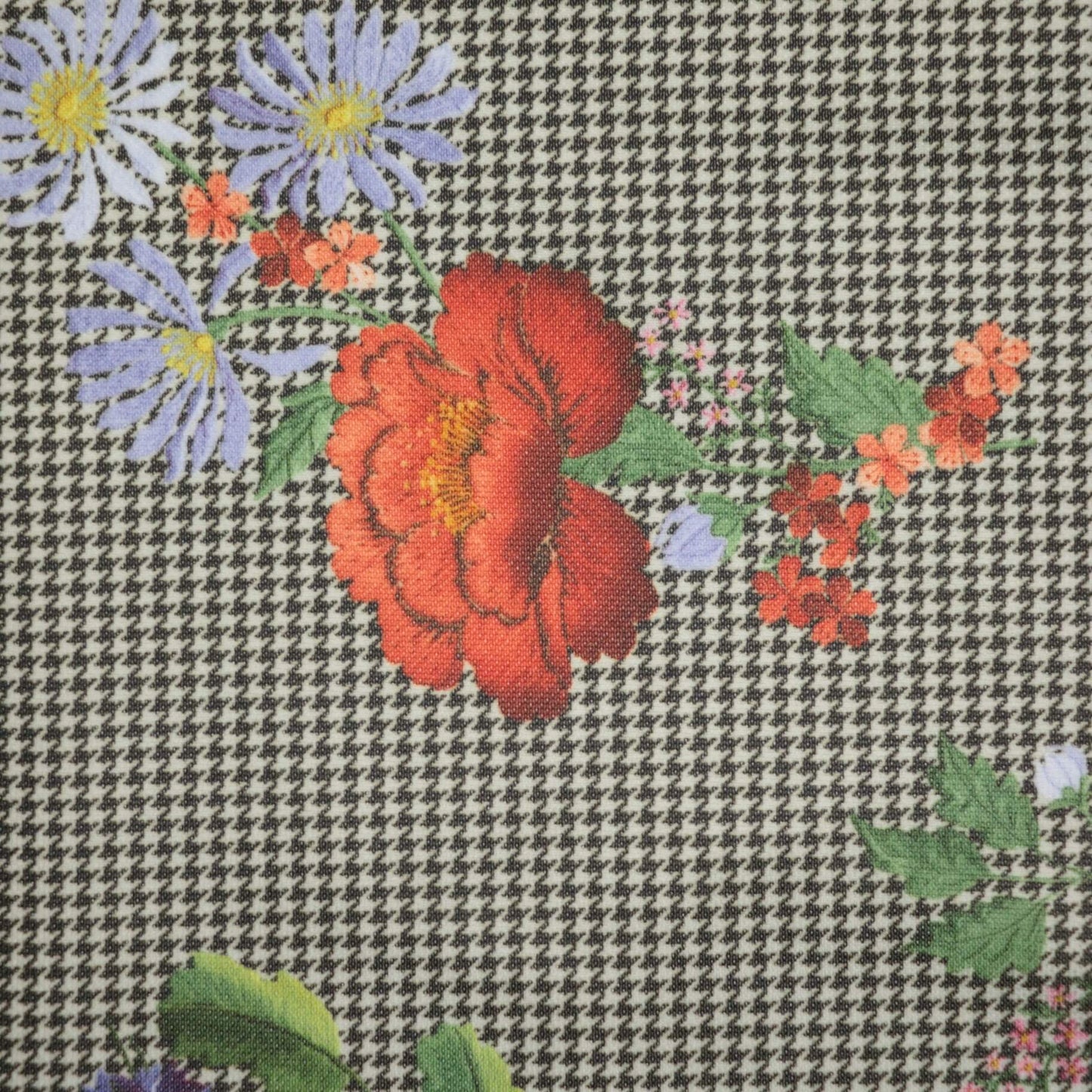 Cream Floral Houndstooth Jersey per/metre