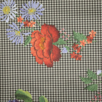 Cream Floral Houndstooth Jersey per/metre