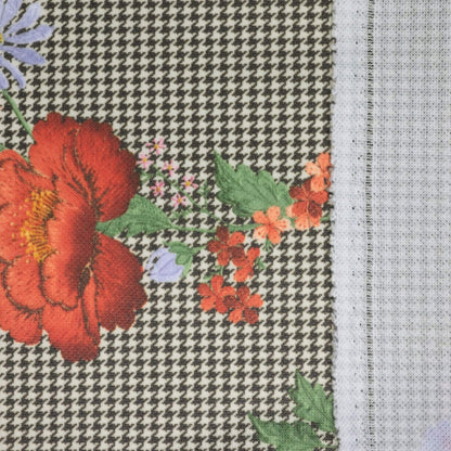 Cream Floral Houndstooth Jersey per/metre