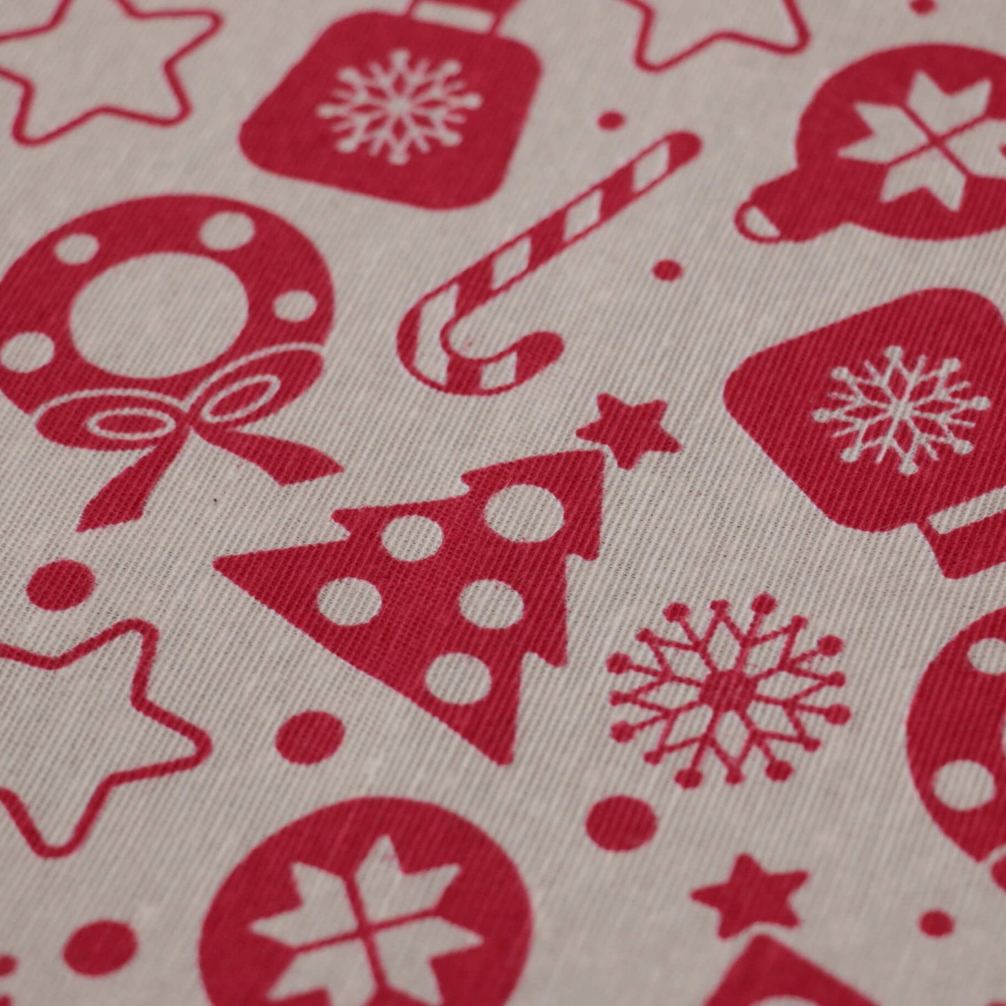 Cream & Red Festive Canvas per/metre