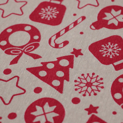Cream & Red Festive Canvas per/metre