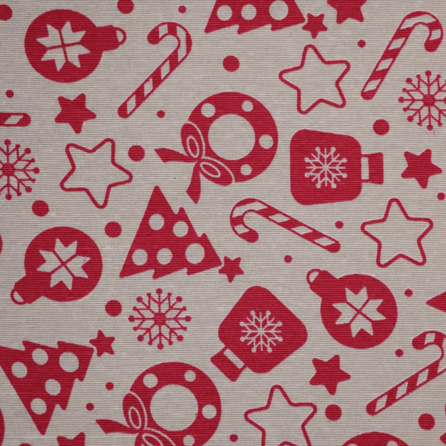 Cream & Red Festive Canvas per/metre