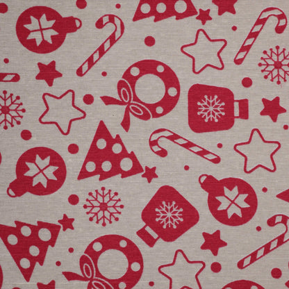 Cream & Red Festive Canvas per/metre