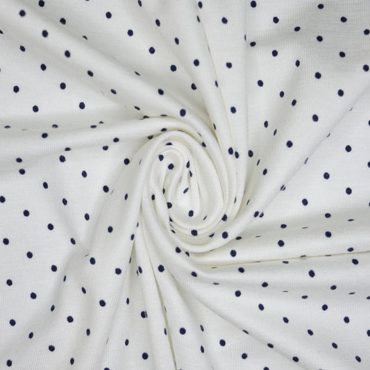 Cream Spot Cotton Jersey 1m