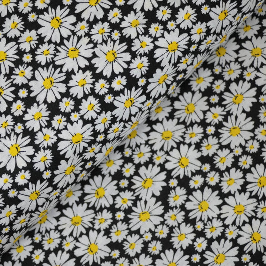 Daisies Black 100% Cotton