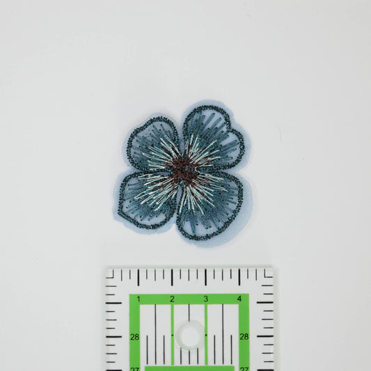 Dark Blue 4-Petal Flower Applique 2pk