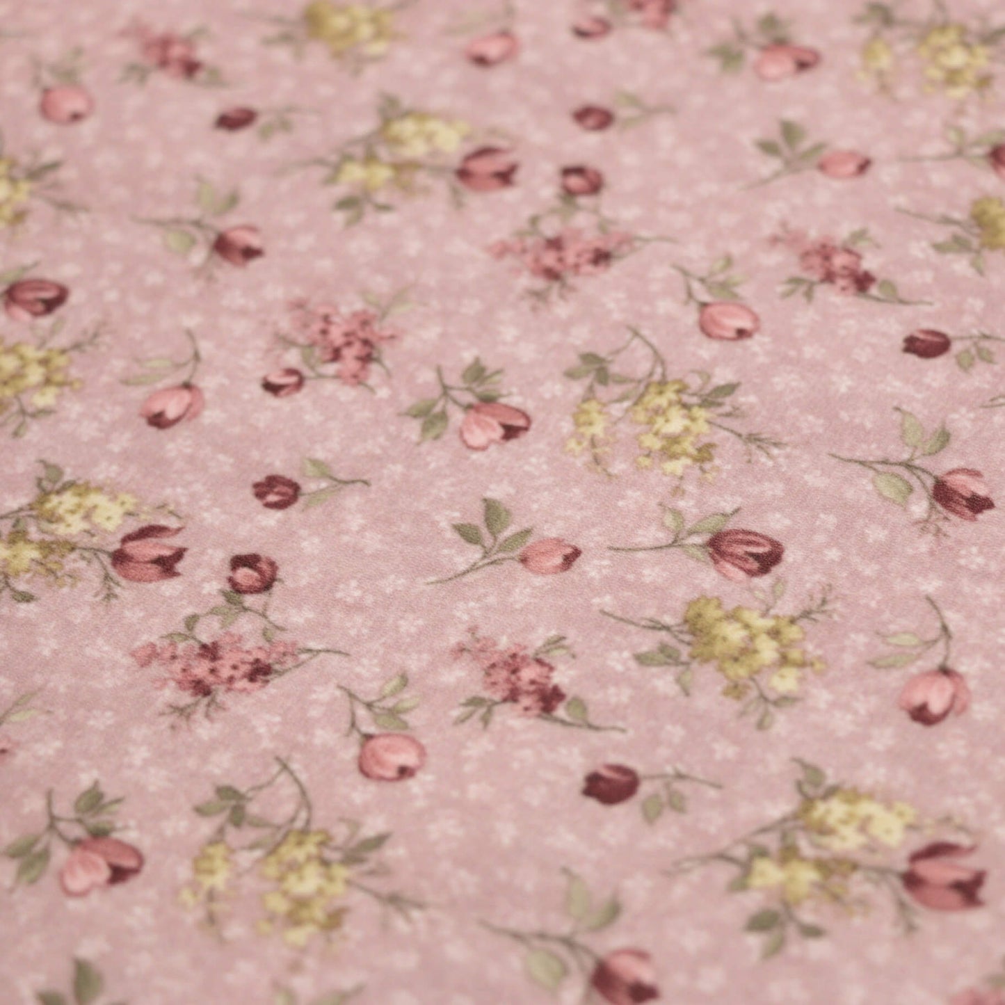 Dusky Pink Ditsy Floral Crepe per/metre