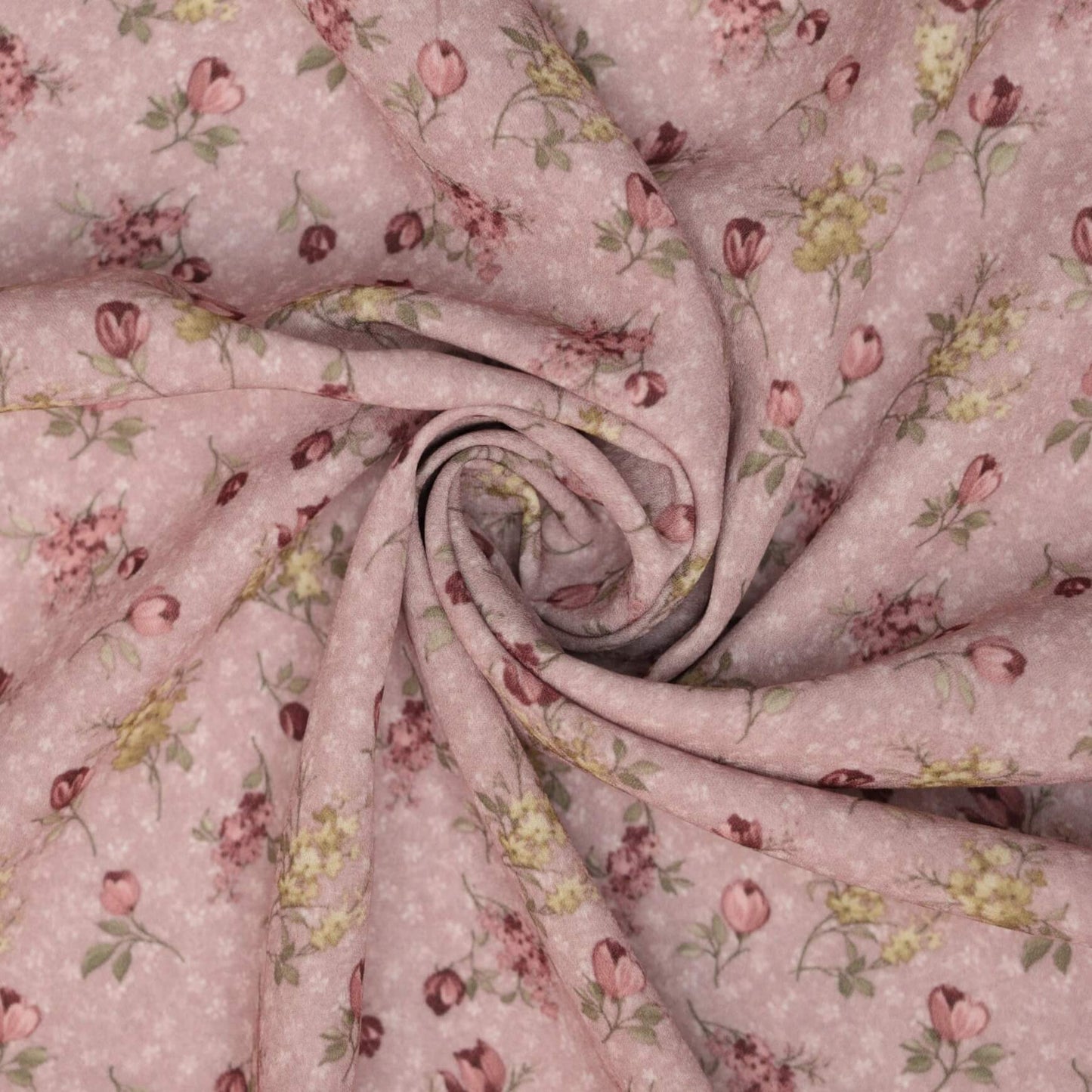 Dusky Pink Ditsy Floral Crepe per/metre
