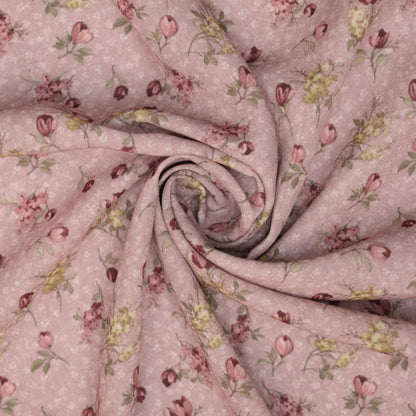 Dusky Pink Ditsy Floral Crepe per/metre