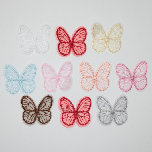 Assorted Colour Elegant Sew-On Butterfly Appliques 10pk