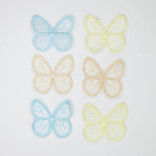 Embroidered Butterfly Lace Embellishments Assorted Colours 5pk
