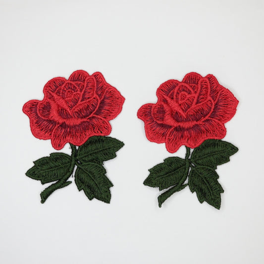 Embroidered Rose Flower Sew-On Appliques 2pk