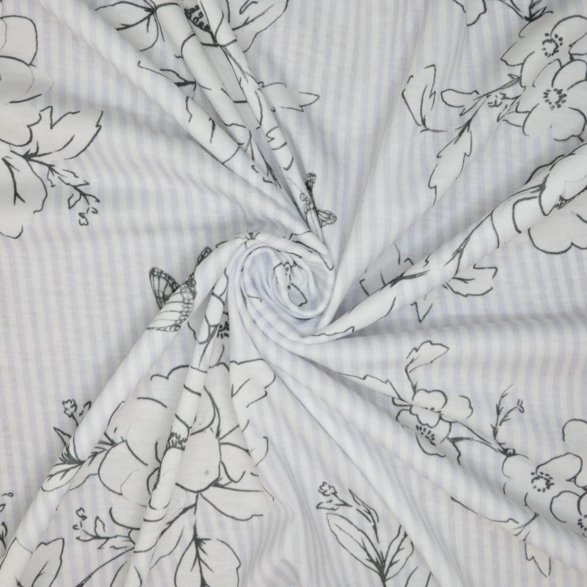 Floral Art Lilac Stripe Jersey per/metre