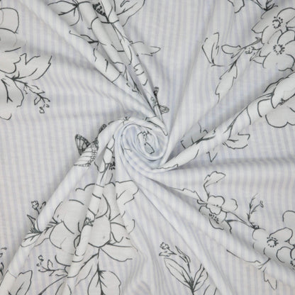Floral Art Lilac Stripe Jersey per/metre